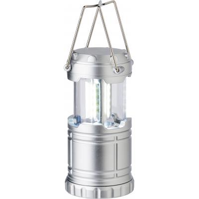 Image of ABS retractable camp light with three COB light strips. The light has metal holders on either side. Batteries included.